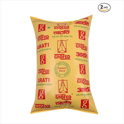 ARATI Kachi Ghani Mustard Oil, 1 Litre Pouch