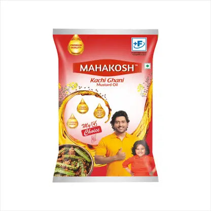 Mahakosh Kacchi Ghani Pure Mustard Oil Pouch (Sarsher Tel)  (850 g)