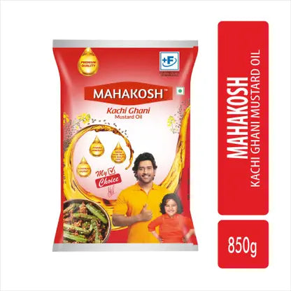 Mahakosh Kacchi Ghani Pure Mustard Oil Pouch (Sarsher Tel)  (850 g)